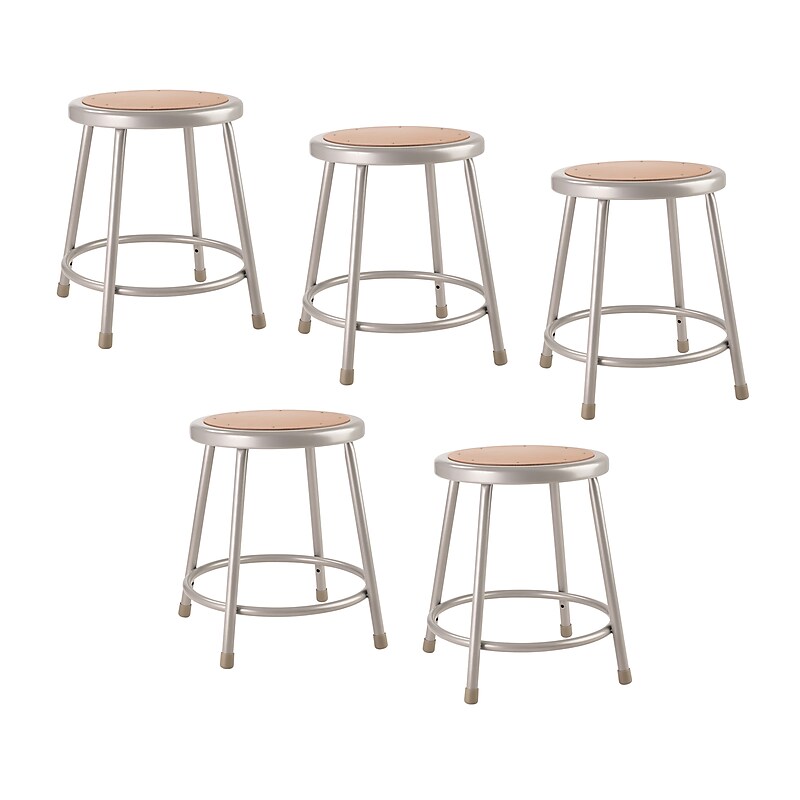 NPS 6200 Series Armless Wood 18" Stool, Gray, 5/Pack (6218/5) image 1