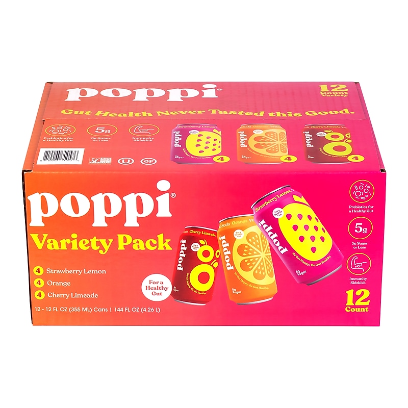 Poppi Prebiotic Soda Variety Pack 12 oz, 12/Pack (220-02412) image 1