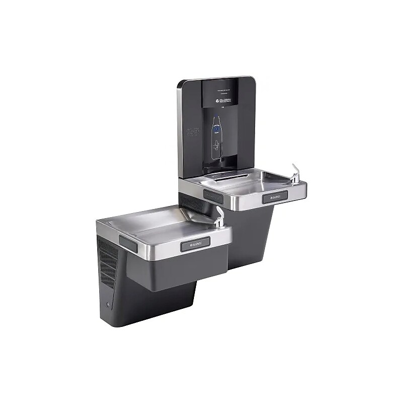 Global Industrial Bilevel Water Fountain with Bottle Filler, Regrigerated, Gray (WB761243) image 1