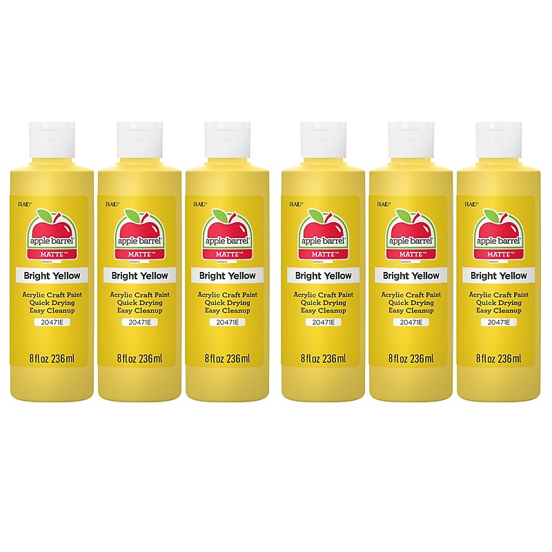 Apple Barrel Acrylic Paint Matte, 8oz., Bright Yellow, 6/Pack (APP20471E-6) image 1