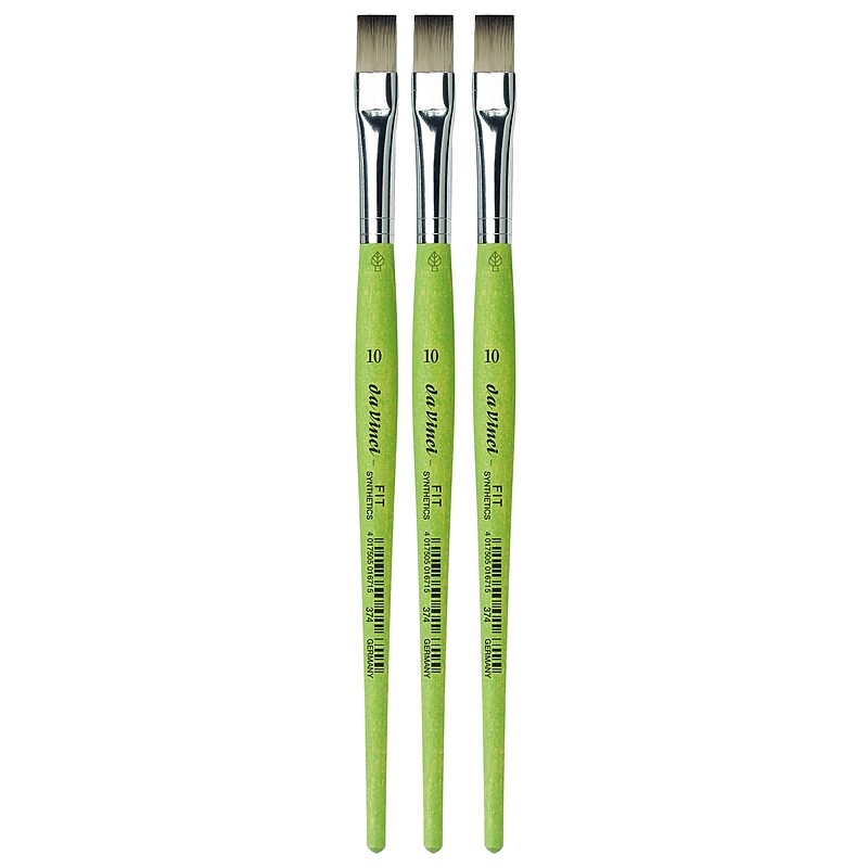 da Vinci FIT Mixed Media Synthetic Bristle, Flat Brush, 3/Pack (DVXVA37410-3) image 1
