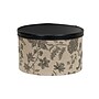 Household Essentials 3-Piece Round Hat Boxes with Lids with Floral Print with Faux Leather Lids, Black/Tan (HH619-1)~#|#~CE748F66-ED9D-42BA-BADF3B1EB24F9E12_sc7
