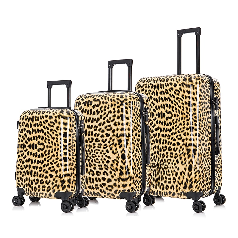 InUSA Prints 3-Piece Hardside Spinner Luggage Set, TSA Checkpoint Friendly, Cheetah Animal Print (IUAPCSML-CHE) image 1