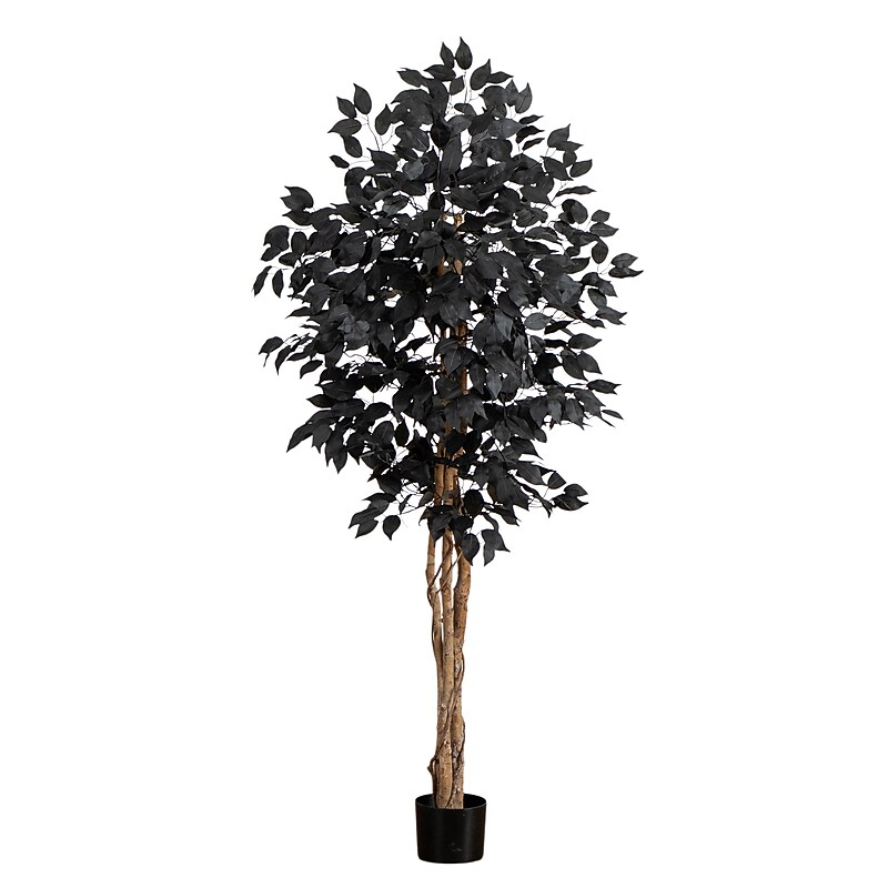 Nearly Natural Artificial Halloween Black Ficus Tree, 5' (T5136) image 1