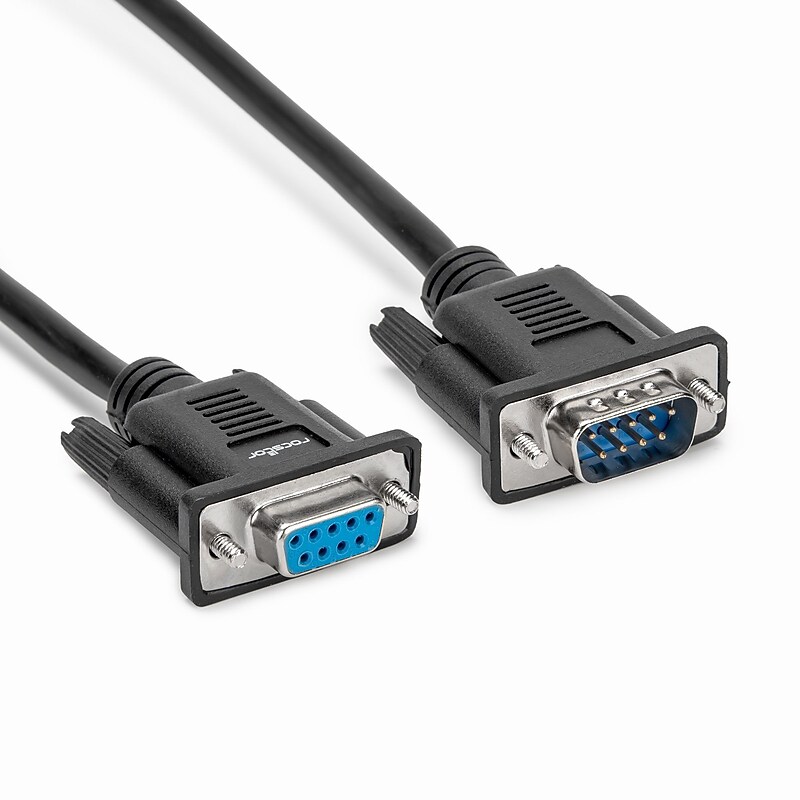 RocStor 6.4' RS232 Serial To RS-232 Serial Cable, Male To Female, Black (Y10C875-B1) image 1