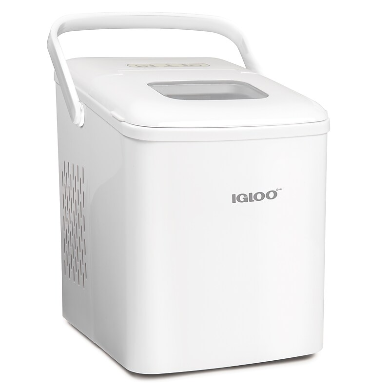 Igloo 26-Pound Automatic Self-Cleaning Portable Countertop Ice Maker Machine With Handle, White (IGLICEB26HNWH) image 1