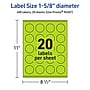 Avery Circle Multipurpose Labels, 1-5/8" Dia., Bright Green, 400/Pack (94507)~#|#~CE8E92F8-B2E7-4894-8BC64B6EBAE73DDA_sc7