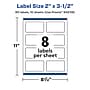 Avery Rectangle Laser/Inkjet Multipurpose Labels, 2" x 3.5", White, 80 Labels/Pack (19479390947)~#|#~CEA04070-CD02-4A19-AD2B29F21FA5D60F_sc7