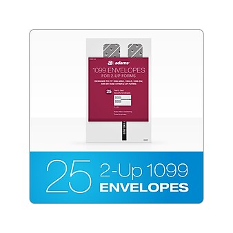 Adams 2022 Peel & Seal 1099 Tax Form Envelopes, White, 25/Pack (STAX1-22)