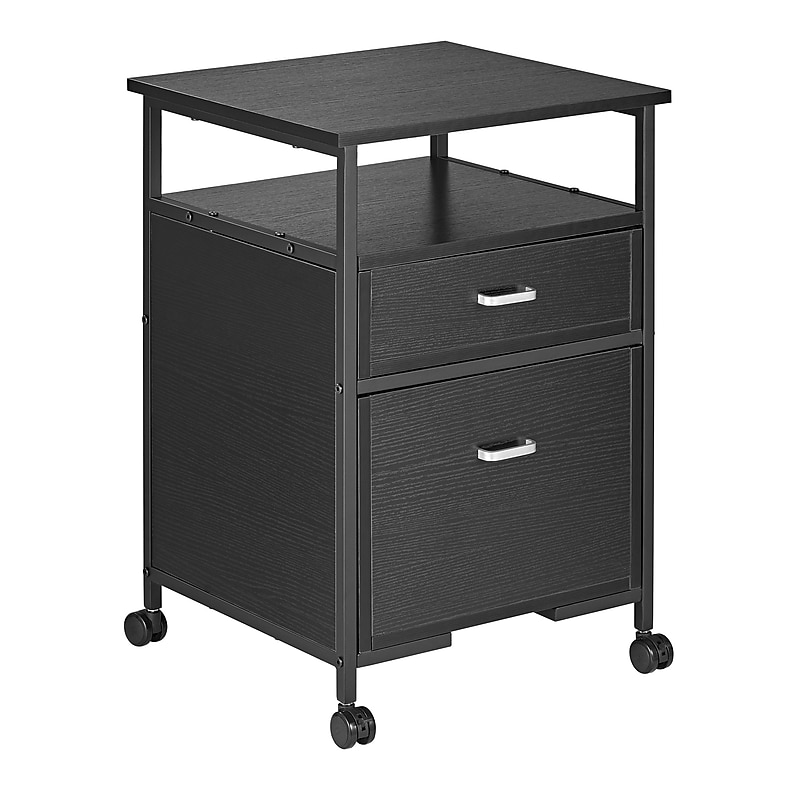 Mount-It! 2-Drawer Mobile File Cabinet, Rolling With Casters, Black (MI-943) image 1