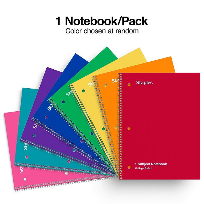 Staples® Poly 1-Subject Notebook, 8