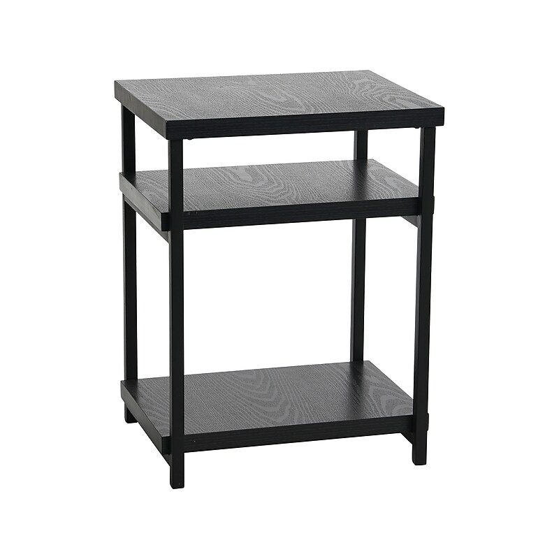 Household Essentials Jamestown 18"W x 17"D Laminate Side/End Table, 2 Shelves, Black Oak/Black (8174-1) image 1