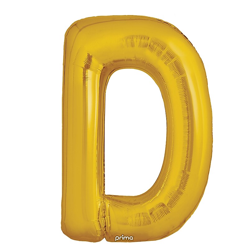 Party City (Air-Filled) 16" "D" Foil Balloon, Gold, 2/Pack (AM60050217-19) image 1
