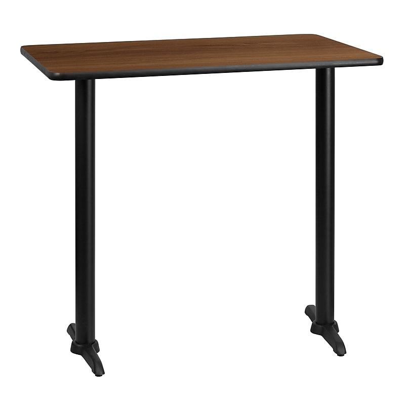 Flash Furniture Laminate Table Top with 5" x 22" Bar-Height Table Bases, 30" x 42", Walnut (XUWA3042T0522B) image 1