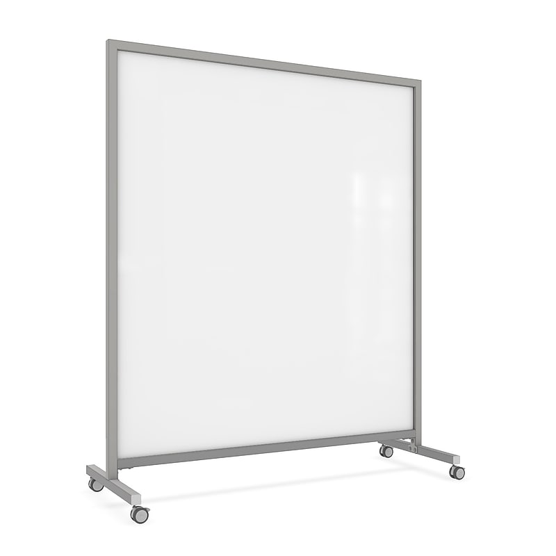 Ghent EZ Glass Mobile Dry-Erase Whiteboard, Aluminum Frame, 75"H x 62"W, White (EZ1NA7562WH) image 1