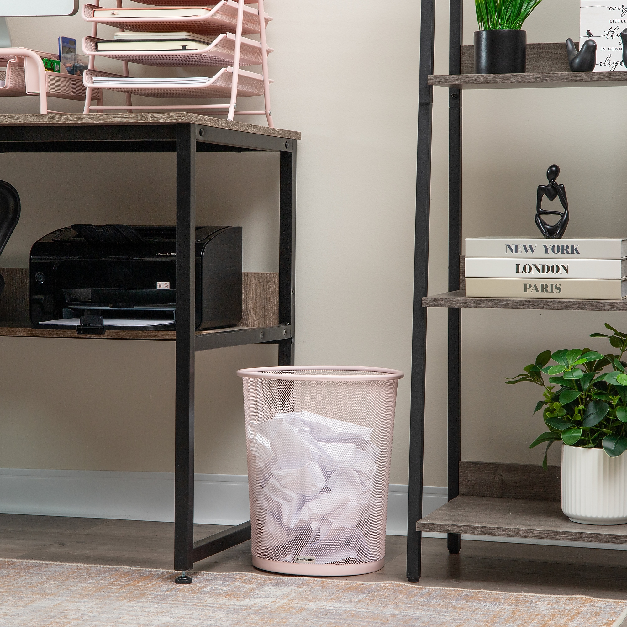 Mind Reader Metal Mesh Trash Can Without Lid, 4.4 Gallon, Pink, 2/Pack (2CIRGA-PNK) Sansujyuku sansujyuku.com
