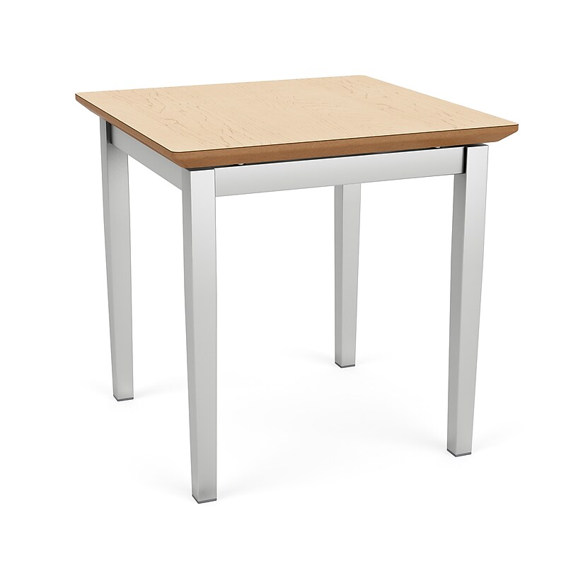 Lesro Amherst Steel 20"W x 20"D Laminate End Table, Natural Maple/Silver (AS0620.SSV.TNM) image 1