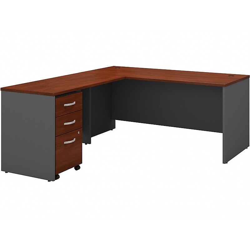 Bush Business Furniture Westfield 66"W L Shaped Desk with Return and File Cabinet, Hansen Cherry/Graphite Gray (SRC083HCSU) image 1