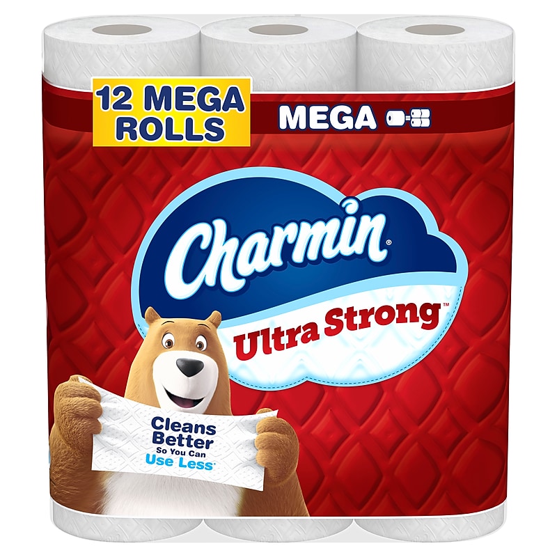 Charmin Ultra Strong Mega Toilet Paper, 2-Ply, White, 220 Sheets/Roll, 12 Rolls/Pack (32173/4170) image 1