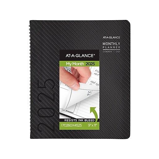 2025 ATAGLANCE Contemporary 9" x 11" Monthly Planner, Faux Leather