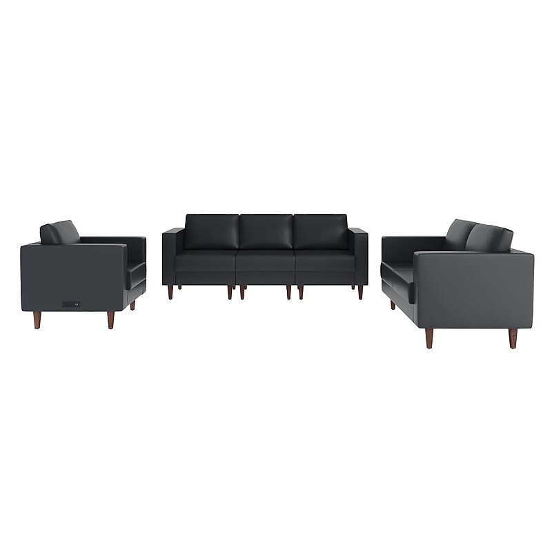 Flash Furniture Hercules Artemis LeatherSoft Reception Set, Black, 3-Pieces (ZB8921SETBLK) image 1