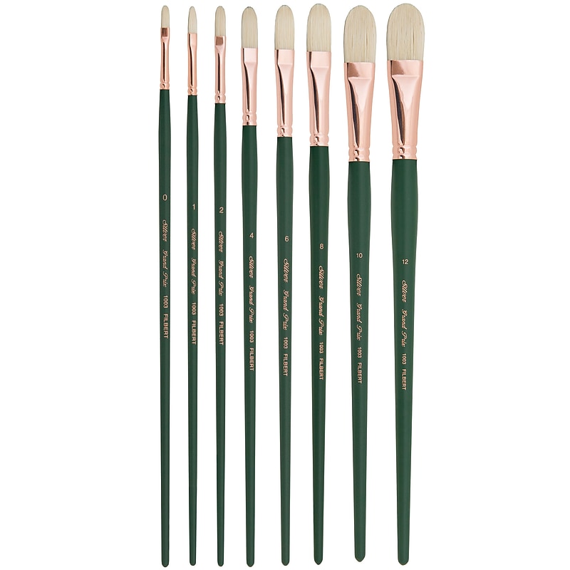 Silver Brush Natrual Hog Bristle, Grand Prix Filbert Brushes, 8/Pack (SLVGP1061) image 1