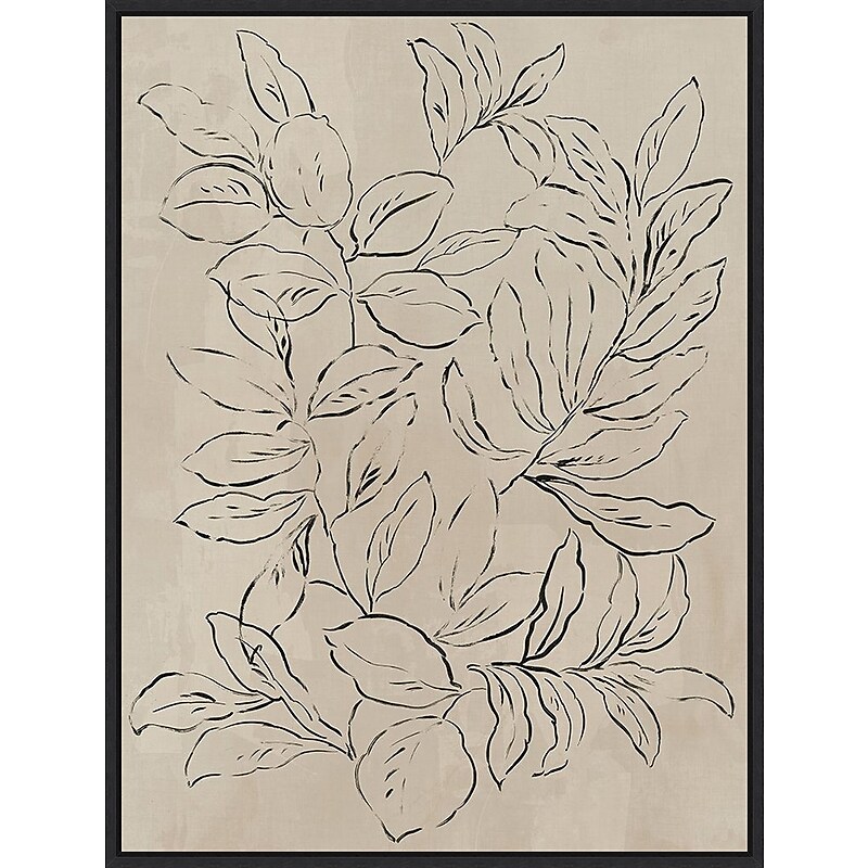 Amanti Art Outlined Leaves II by Asia Jensen Framed Canvas Wall Art Print, 32" x 42" (A42677748496) image 1