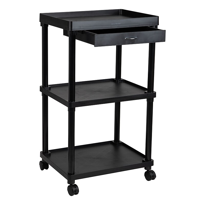 Mind Reader 3-Tier Bar Cart Plastic Rolling Utility Cart, Black (CARTCOFF-BLK) image 1