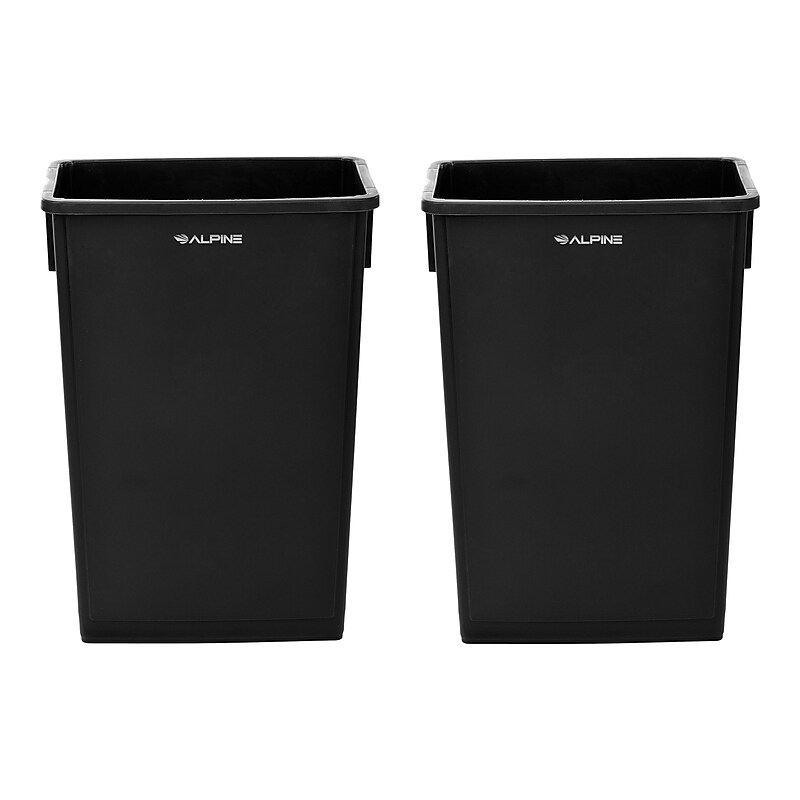 Alpine Industries Polypropylene Trash Can, 23 Gallon, Black, 2/Pack (ALP477-BLK-2PK) image 1