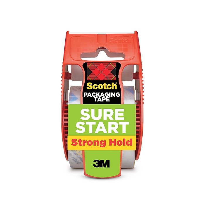 Scotch Sure Start Shipping Packing Tape with Dispenser, 1.88