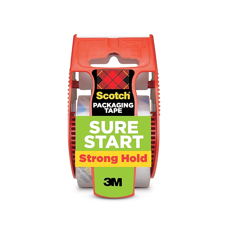 Scotch Sure Start Shipping Packing Tape with Dispenser, 1.88" x 22.2 yds., Clear (145) image 1