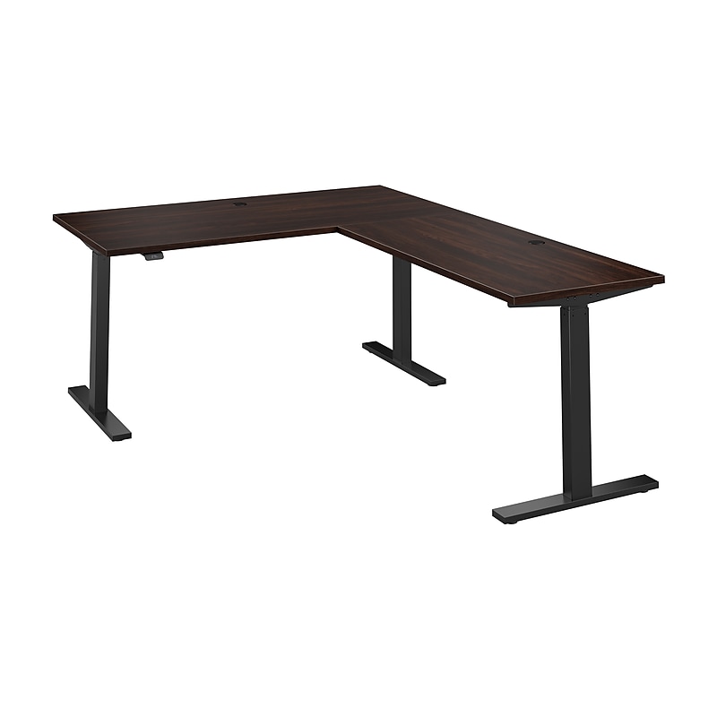 Bush Business Furniture Move 60 Series 60"W L Shaped Adjustable Standing Desk, Black Walnut (M6SL6078BWBK) image 1