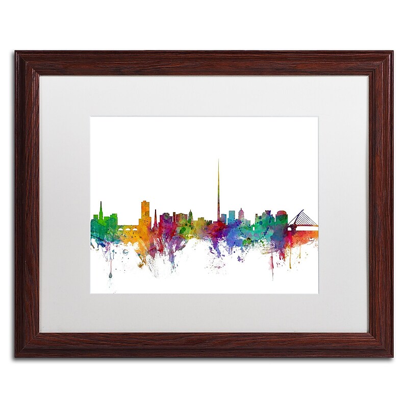 Trademark Fine Art ''Dublin Ireland Skyline'' by Michael Tompsett 16" x 20" White Matted Wood Frame (MT0540-W1620MF) image 1