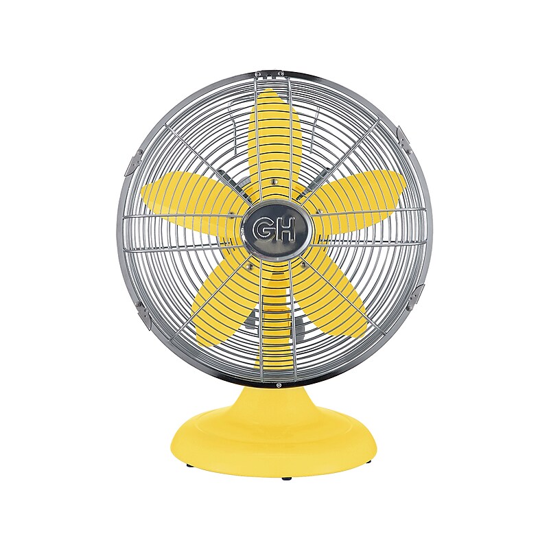 Good Housekeeping Oscillating Desk Fan, 3-Speed, Silver/Yellow (92609) image 1