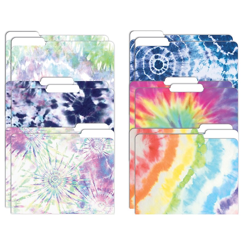 Better Office Tie-Dye Heavyweight File Folders, 1/3-Cut Tab, Letter Size, Assorted Colors, 12/Pack (80014-12PK) image 1