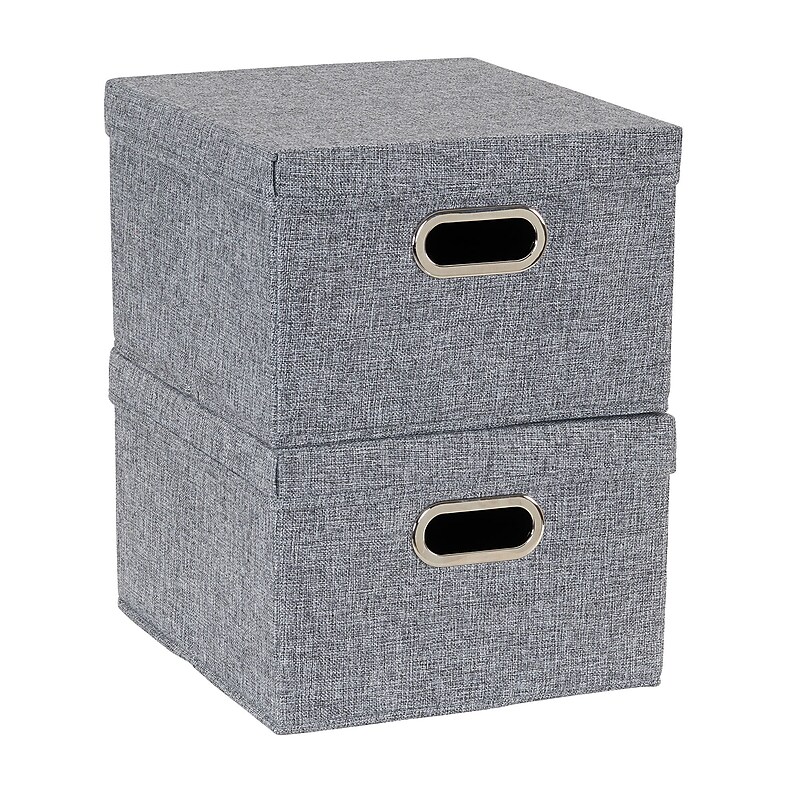 Household Essentials Medium Stackable Folding Fabric Storage Bin, 8" x 13"x 15", 27 Qt., Gray, 2/Pack (710-1) image 1