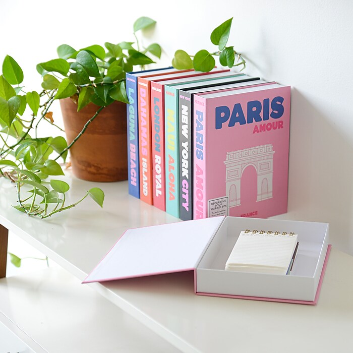 DesignWorks Ink Paris Book Storage Container with Lid, Paperboard