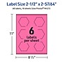 Avery Hexagon Laser/Inkjet Multipurpose Labels, 2-1/2" x 2-57/64", Bright Pink (60/Pack)~#|#~CF31CB9E-0673-42C5-AE08C2040252A7FE_sc7