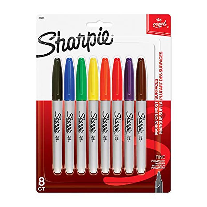 Sharpie Permanent Markers, Fine Tip, Assorted Colors, 8/Pack (30217) image 1