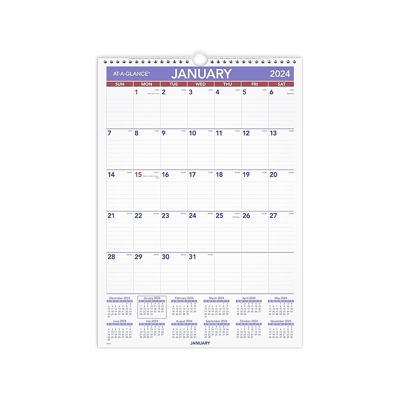 2024 AT-A-GLANCE 12" x 17" Monthly Wall Calendar (PM2-28-24) image 1