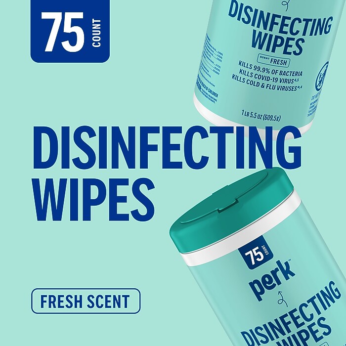 Perk™ Disinfecting Wipes, Fresh Scent, 75 Wipes/Pack (PK56664