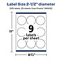 Avery Laser/Inkjet Round Multipurpose Labels, 2.5" Dia., White, 225 Labels/Pack (94502)~#|#~CF54F75C-7746-49C2-9F2CEF4EB71E149F_sc7