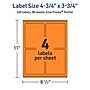 Avery Laser/Inkjet Multipurpose Labels, Bright Orange, 4 Labels/Sheet, 80 Sheets/Pack (94254-BOP80)~#|#~CF560762-C770-45C6-BB1A9A570E3A5886_sc7
