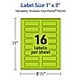 Avery Laser/Inkjet Multipurpose Rectangle Labels, 1" x 3", Bright Green, 160/Pack (94224)~#|#~CF5F20CC-8659-48BE-AD6B40F3D3080390_sc7