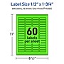 Avery Laser/Inkjet Multipurpose Rectangle Labels, 0.5" x 1.75", Neon Green, 600/Pack (94204)~#|#~CF64D086-6777-440D-A28FEAF79954B699_sc7