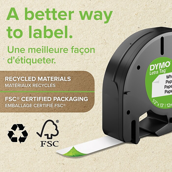 DYMO LetraTag 10697 Label Maker Tape, 1/2