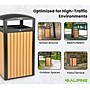 Alpine Industries Steel Outdoor Trash Can with Dome Lid, 40 Gallon, Plastic Cedar Panel (ALP471-40-WD-CD)~#|#~CF6A457A-11A3-4F75-847DC5723609456C_sc7