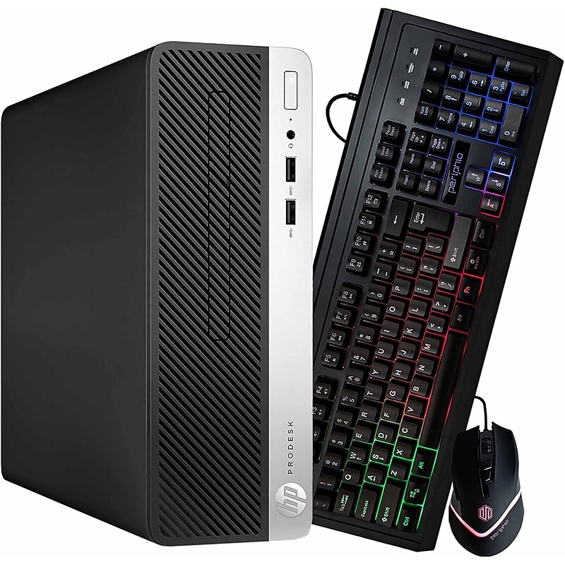 HP ProDesk Desktop Computer, Intel i5-8500, 16GB RAM, 750GB SSD, Windows 11 Pro, Keyboard + Mouse Included image 1