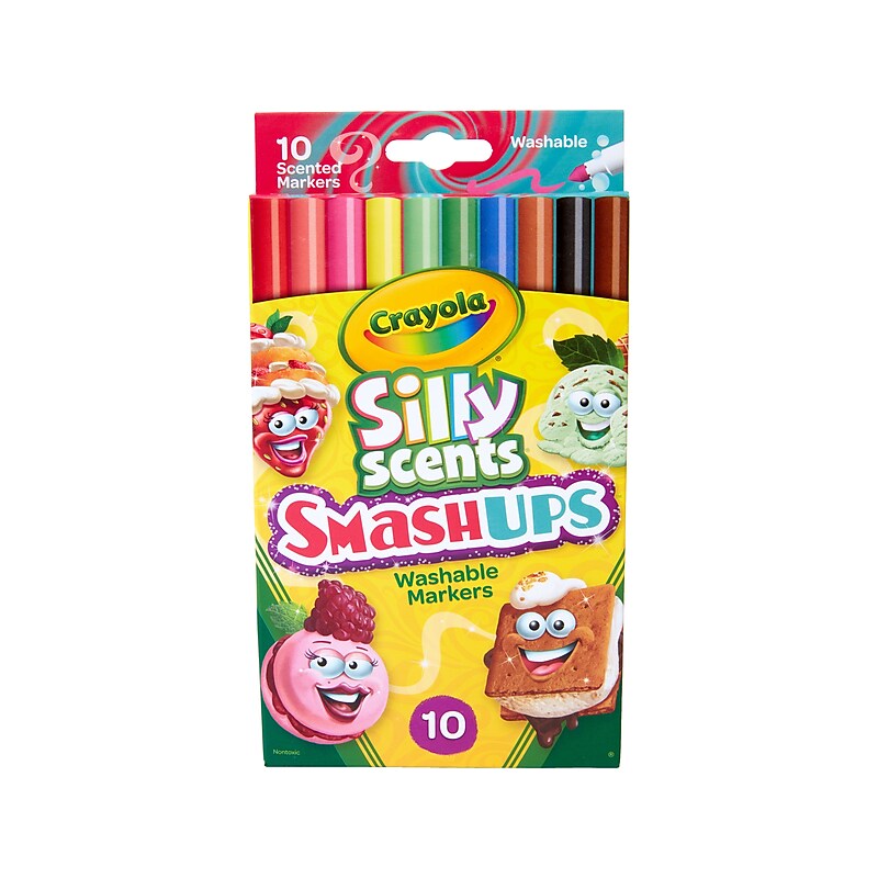 Crayola Silly Scents Smashups Washable Markers, Fine Point, Assorted Colors, 10/Pack (588275) image 1