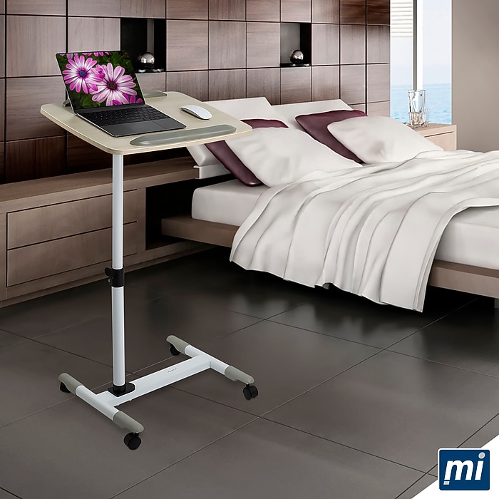 Mount-It! Rolling Height Adjustable Bedside Cart with Lockable